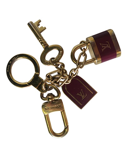 Louis Vuitton Padlock and Key Charm, &pound;80, Accessories, Gold/Purple, Front view